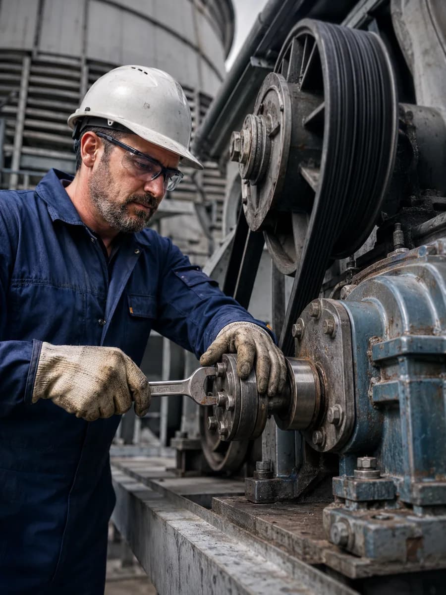 Cooling tower repair service for mechanical and structural components